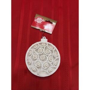 NEW Christmas House Glittery Ornament with Plastic Pearl